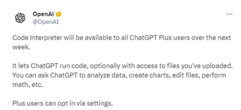OpenAI：将向所有ChatGPT Plus用户开放这一超级功能，人人都能成为数据分析师！-今日头条