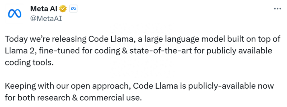 官方的Code Llama开源：免费商用，神秘版本接近GPT-4